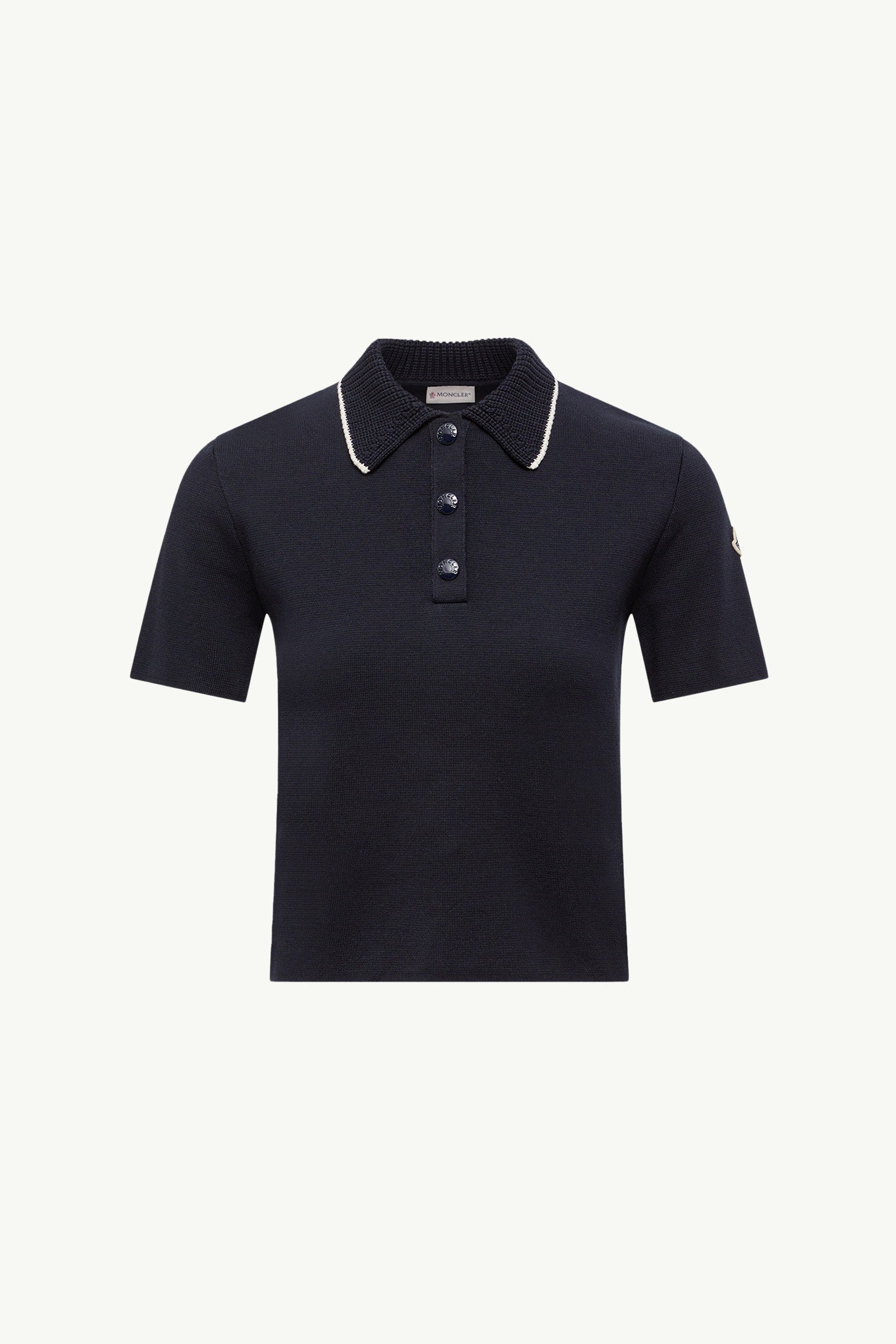 Moncler Knit Cotton Polo Shirt Navy Blue Navy Blue