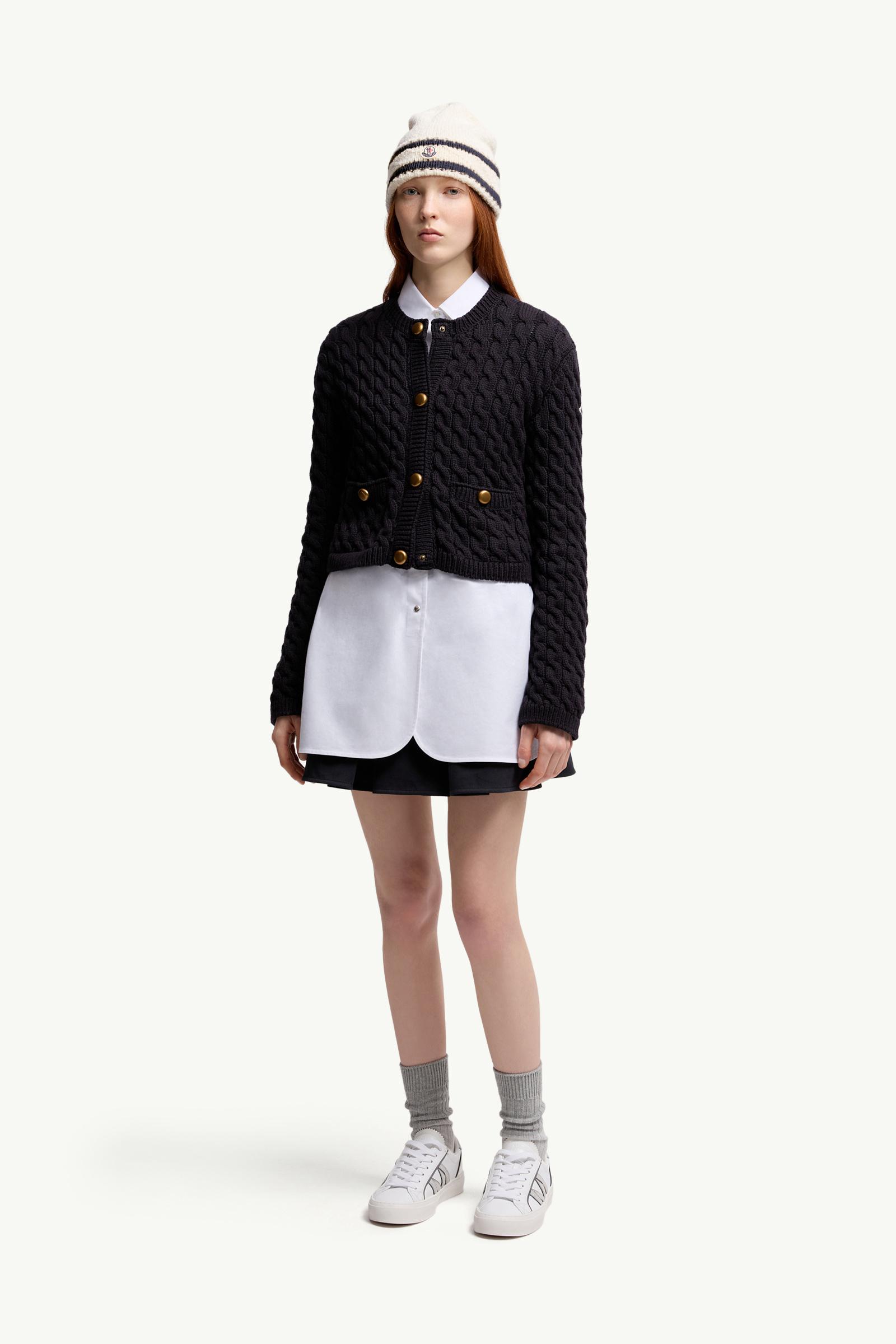Moncler Cotton Blend Cardigan Navy Blue Navy Blue