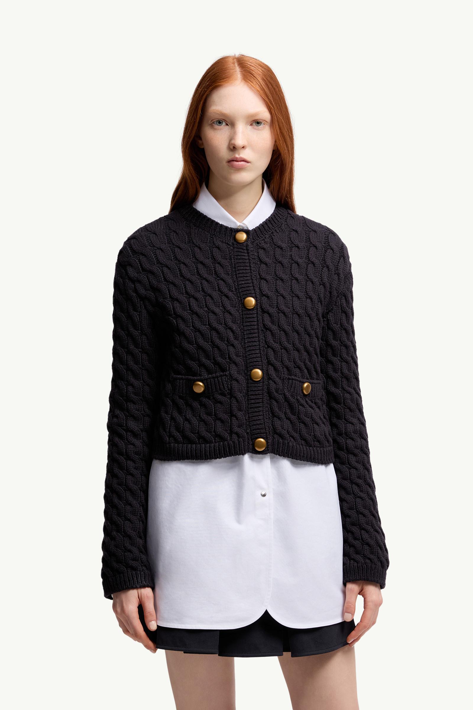 Moncler Cotton Blend Cardigan Navy Blue Navy Blue