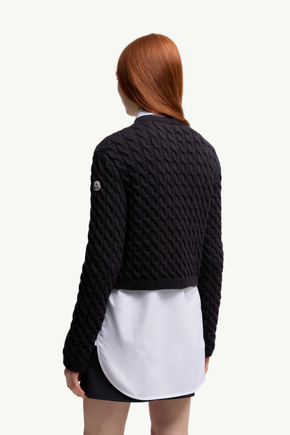 Moncler Cotton Blend Cardigan Navy Blue Navy Blue