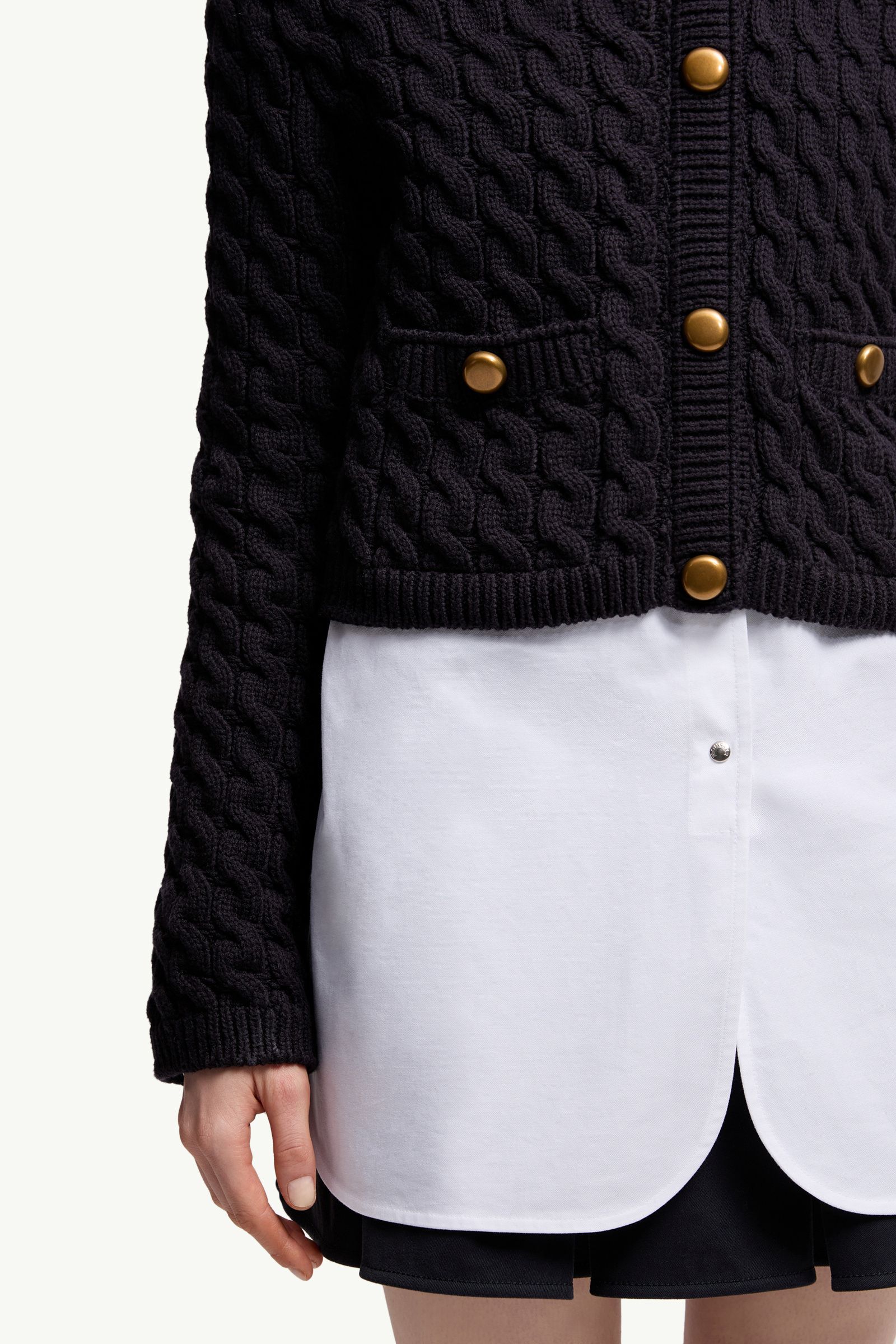 Moncler Cotton Blend Cardigan Navy Blue Navy Blue