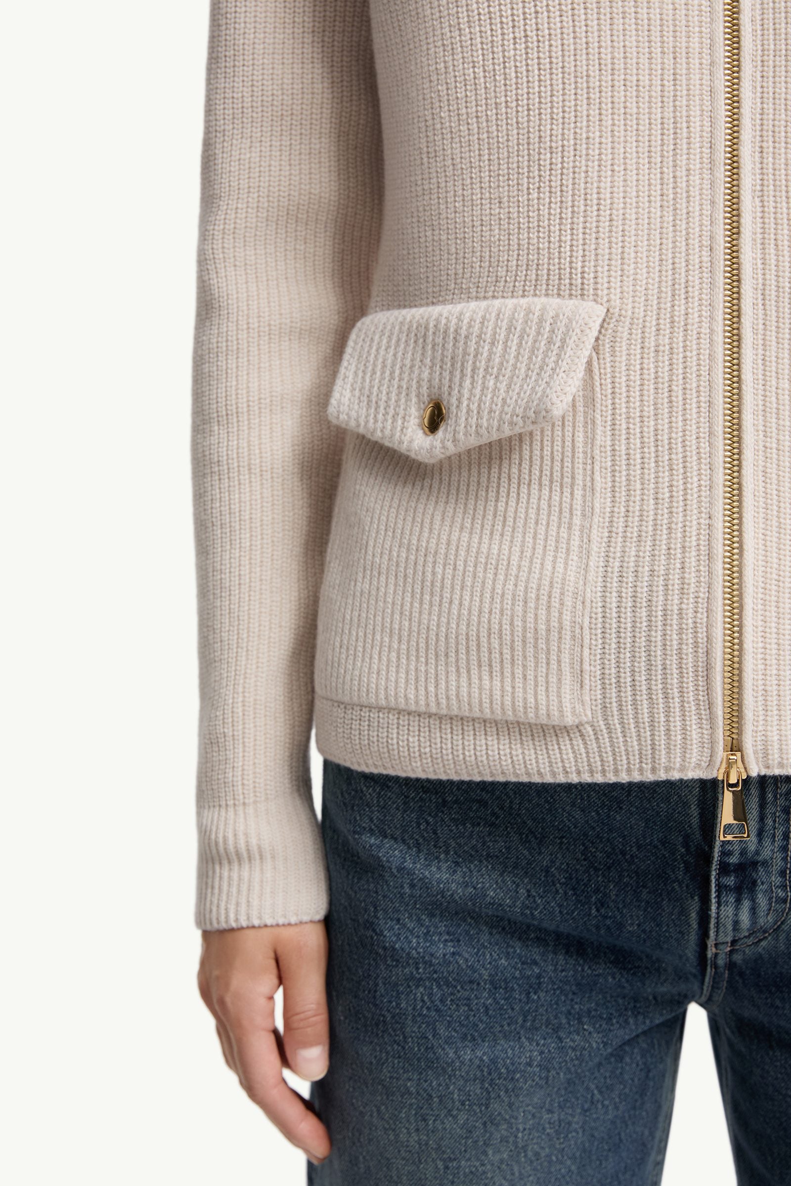 Moncler Padded Wool Zip-Up Cardigan White White