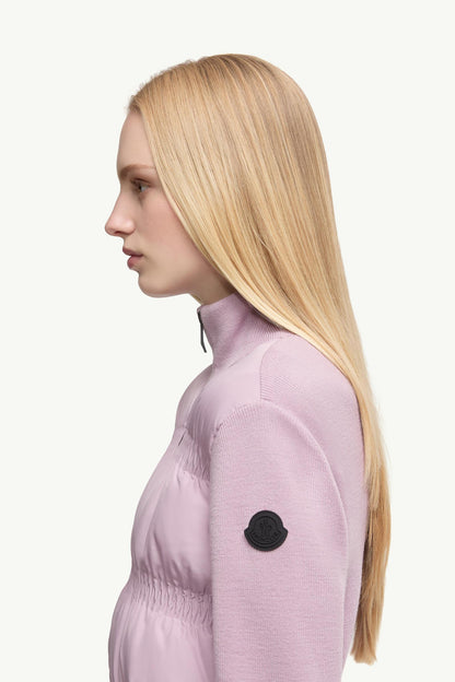 Moncler Padded Wool Zip-Up Cardigan Dusty Pink Dusty Pink