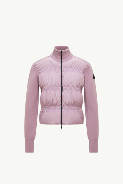 Moncler Padded Wool Zip-Up Cardigan Dusty Pink Dusty Pink