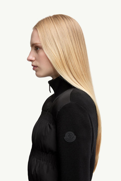 Moncler Padded Wool Zip-Up Cardigan Black Black