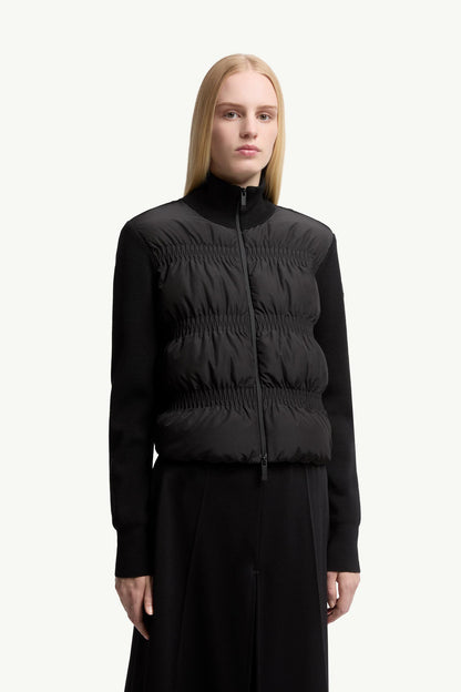 Moncler Padded Wool Zip-Up Cardigan Black Black