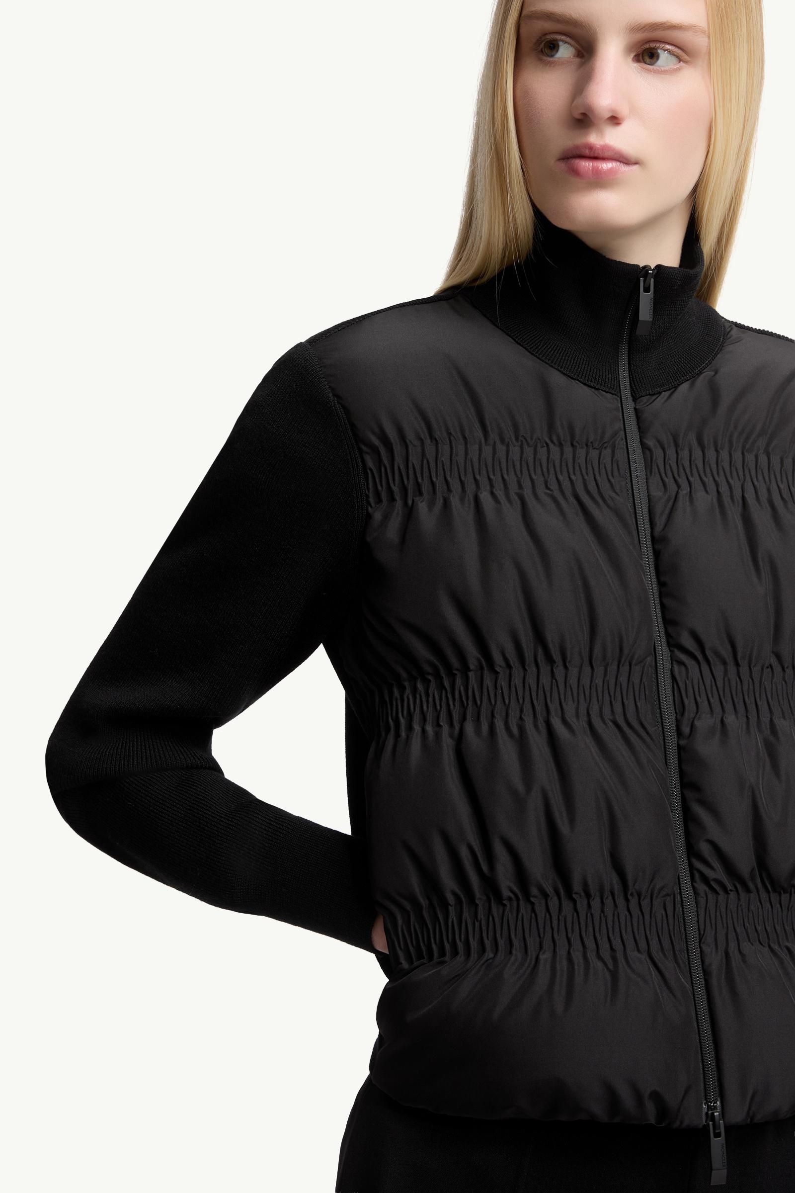 Moncler Padded Wool Zip-Up Cardigan Black Black