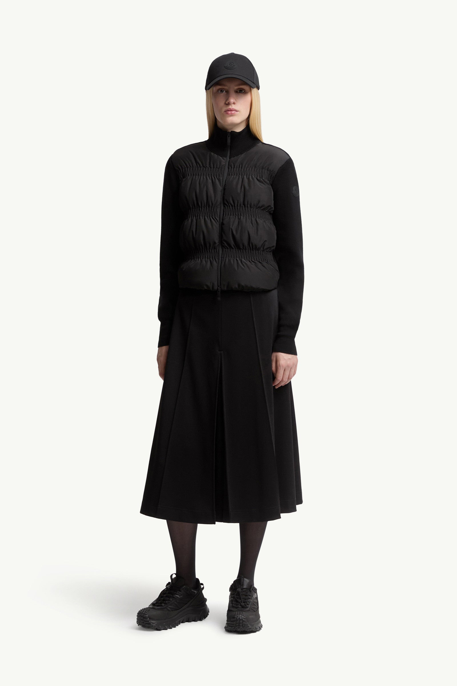 Moncler Padded Wool Zip-Up Cardigan Black Black