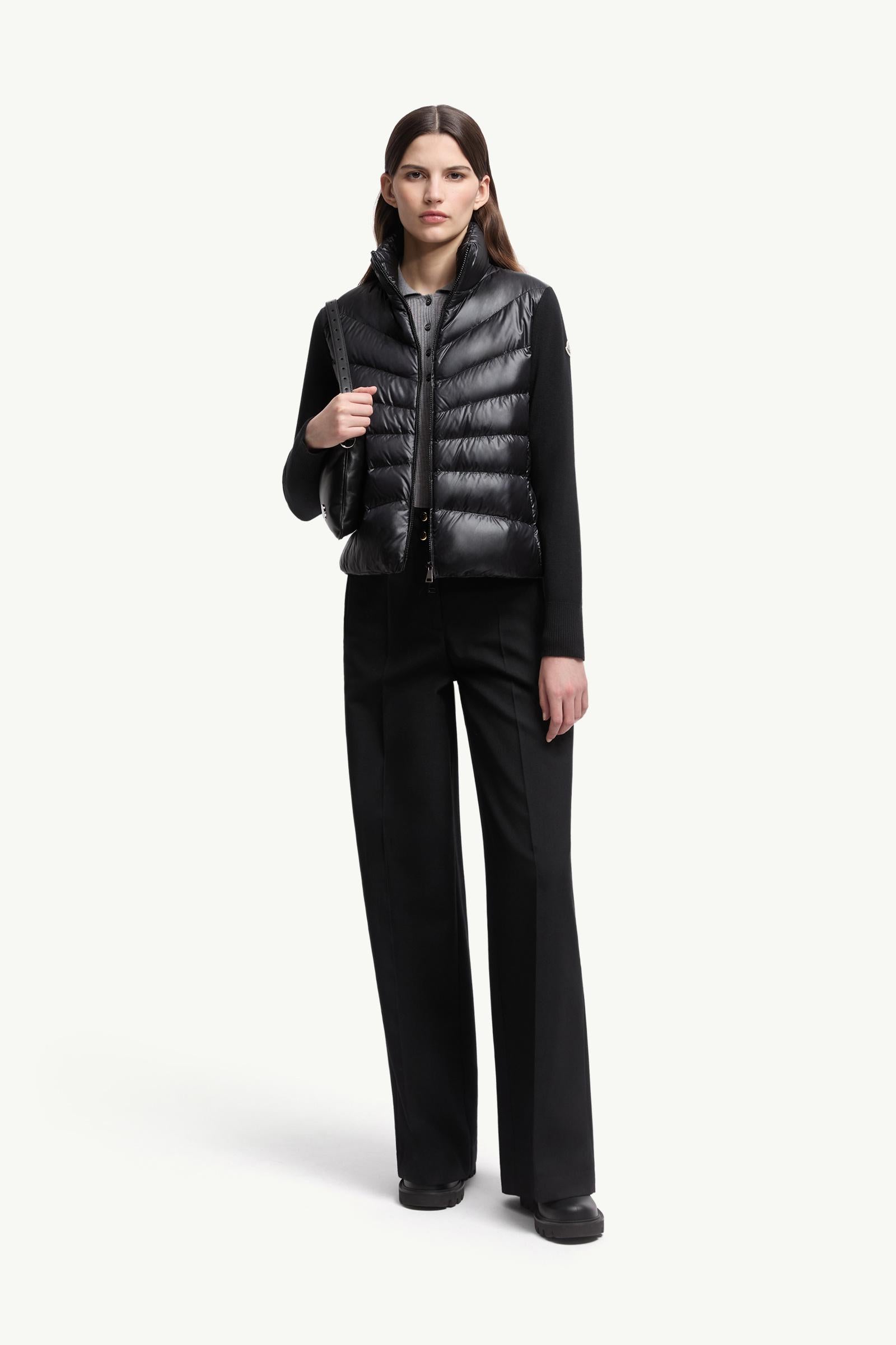 Moncler Padded Wool Cardigan Black Black