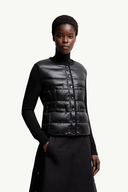 Moncler Padded Wool Cardigan Black Black