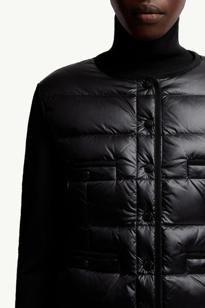 Moncler Padded Wool Cardigan Black Black