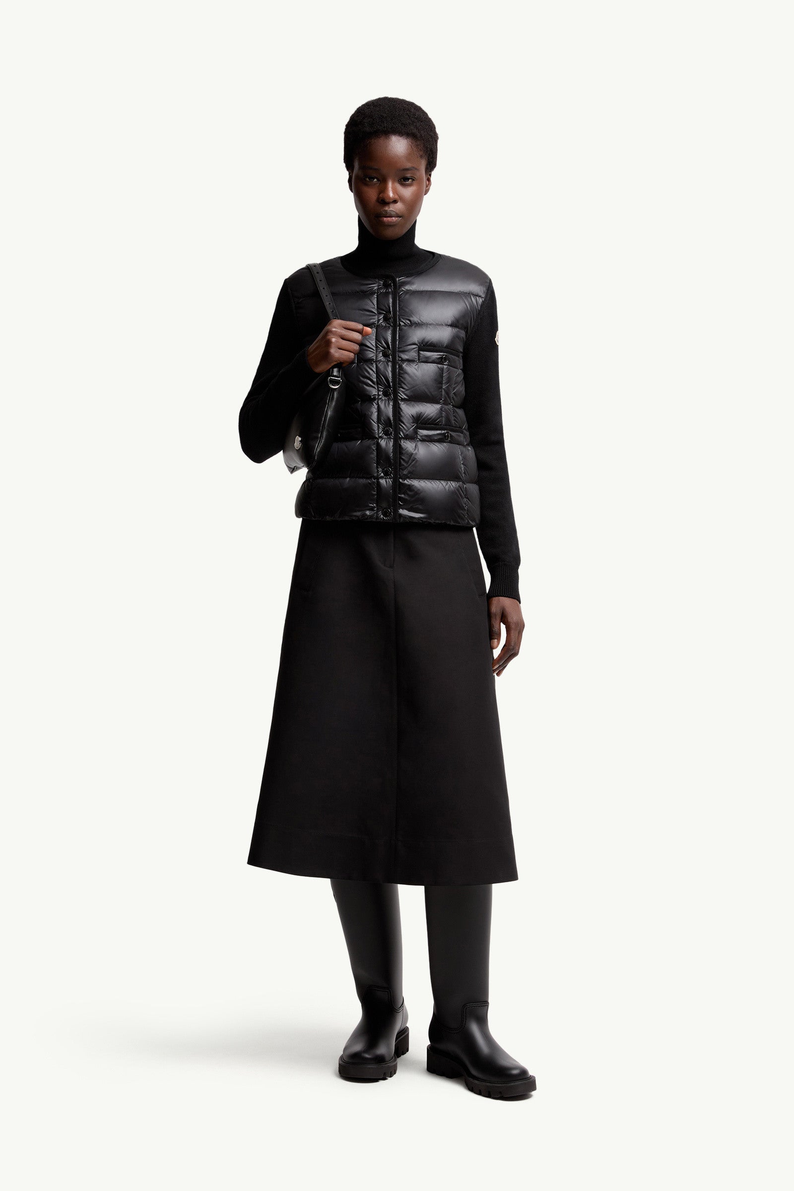 Moncler Padded Wool Cardigan Black Black
