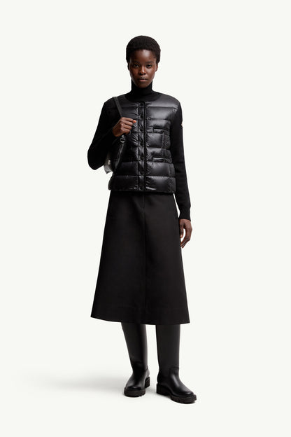 Moncler Padded Wool Cardigan Black Black