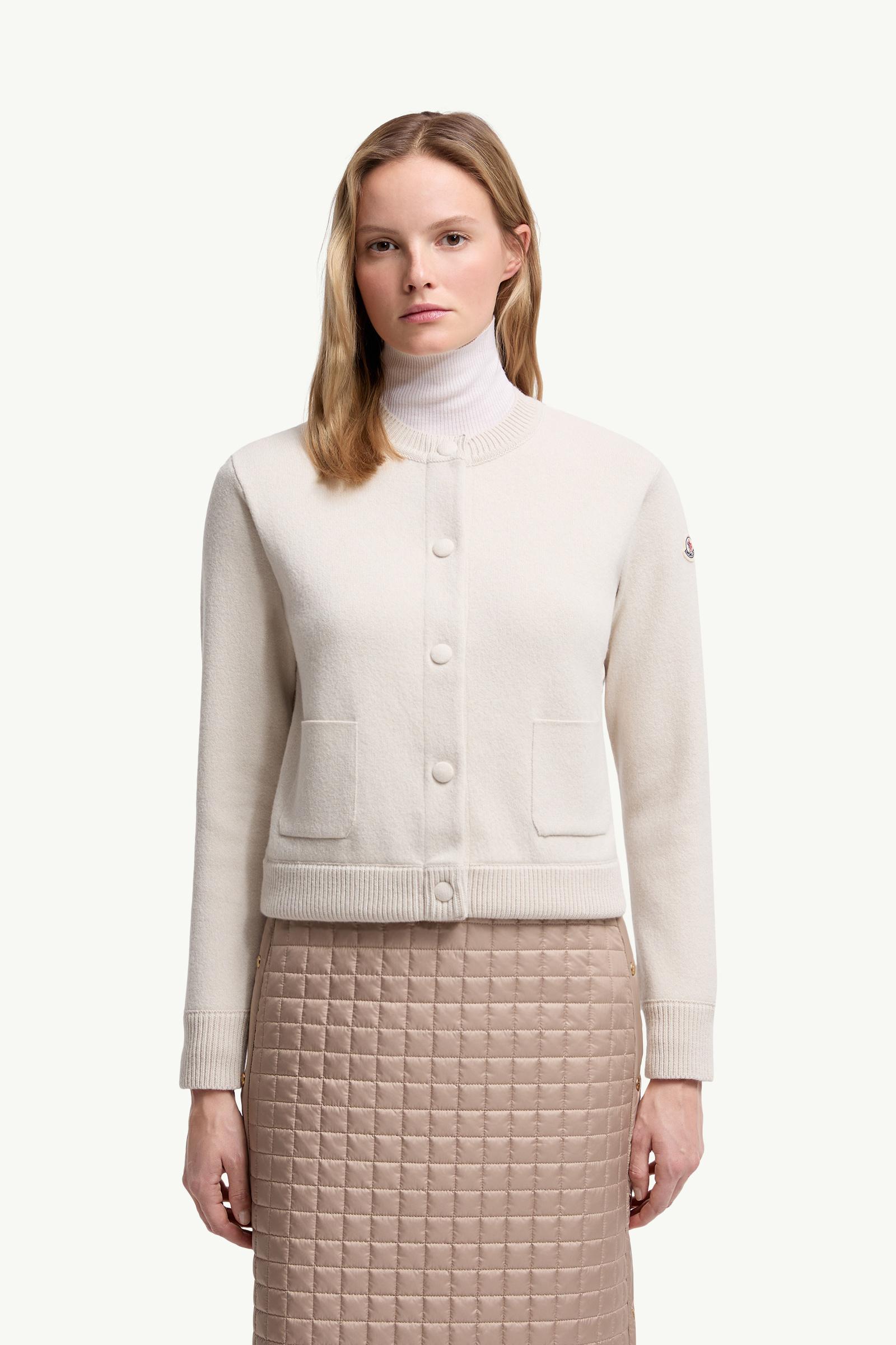 Moncler Padded Wool Cardigan White White
