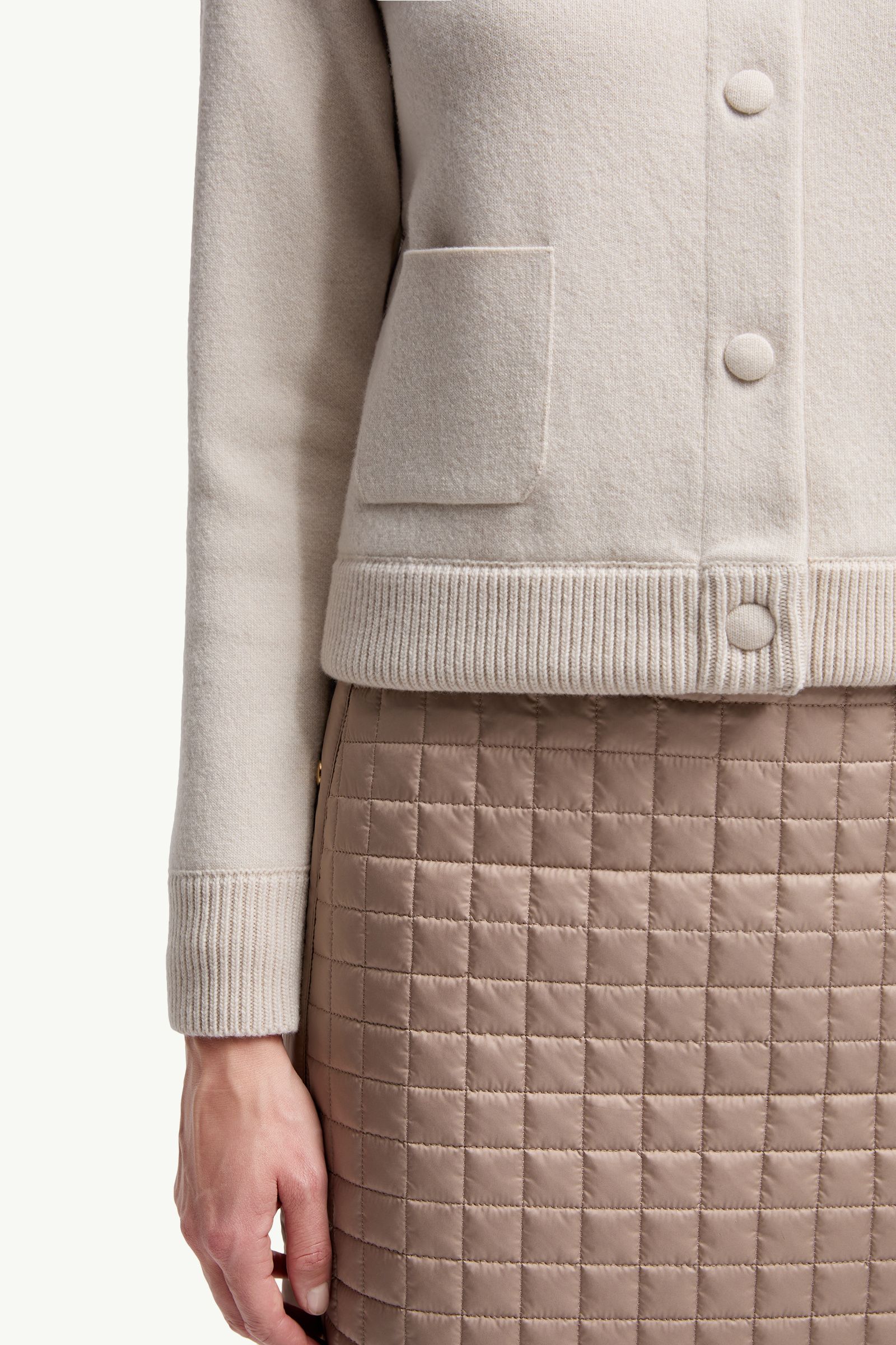 Moncler Padded Wool Cardigan White White
