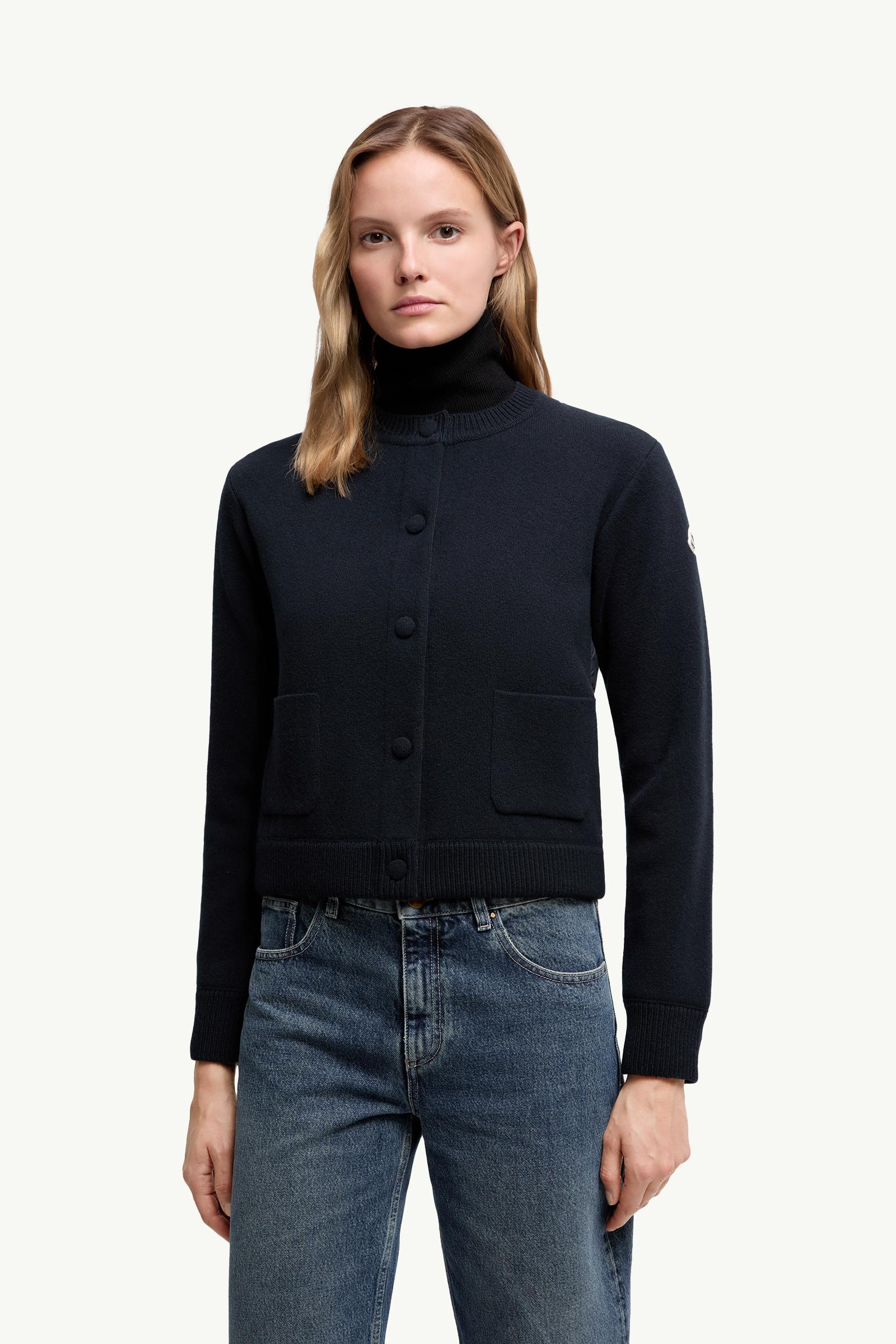 Moncler Padded Wool Cardigan Navy Blue Navy Blue