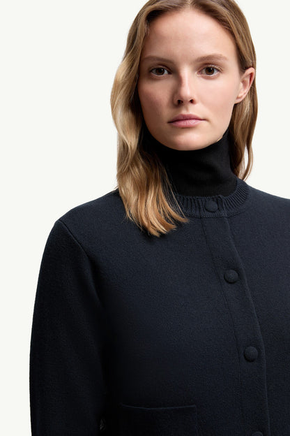 Moncler Padded Wool Cardigan Navy Blue Navy Blue
