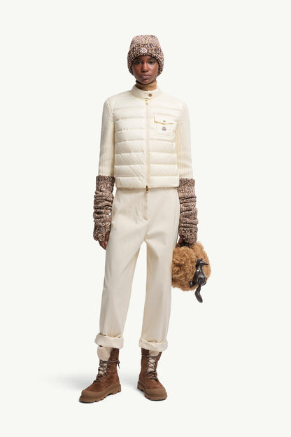 Moncler Padded Wool Zip-Up Cardigan White White
