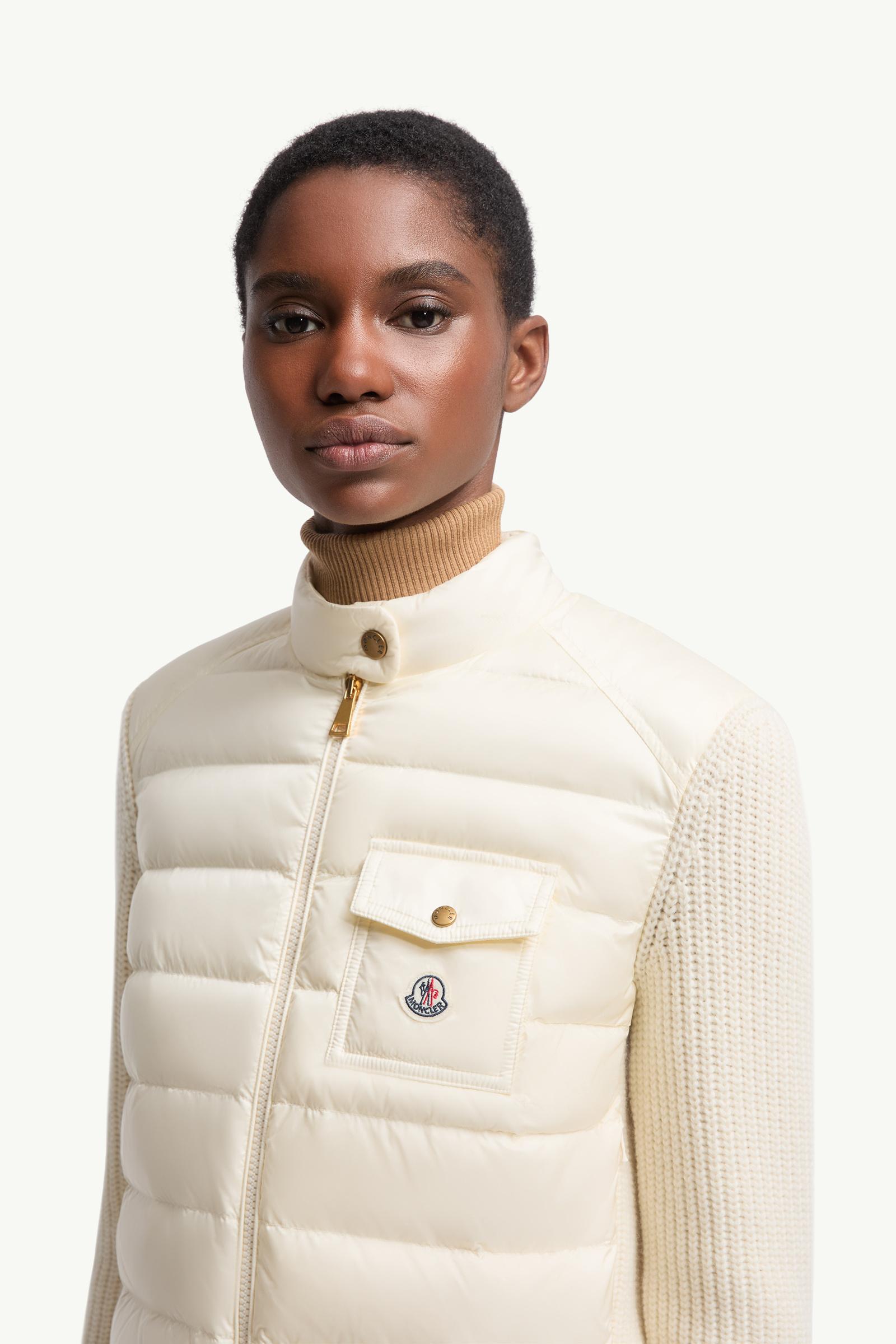 Moncler Padded Wool Zip-Up Cardigan White White