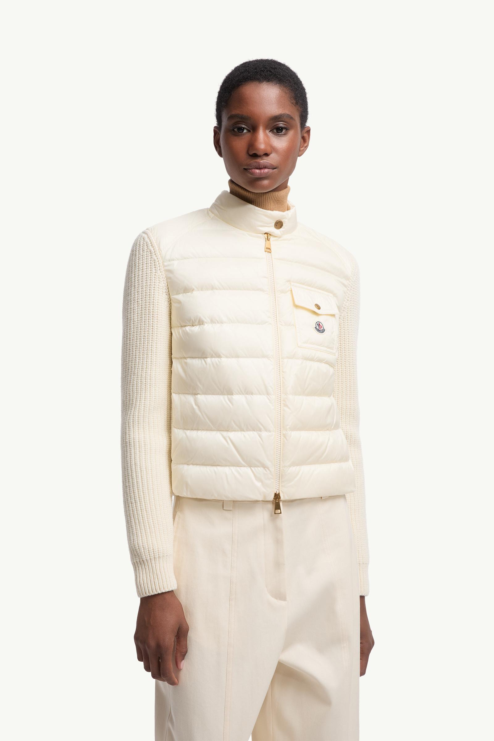 Moncler Padded Wool Zip-Up Cardigan White White
