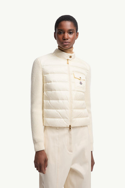 Moncler Padded Wool Zip-Up Cardigan White White