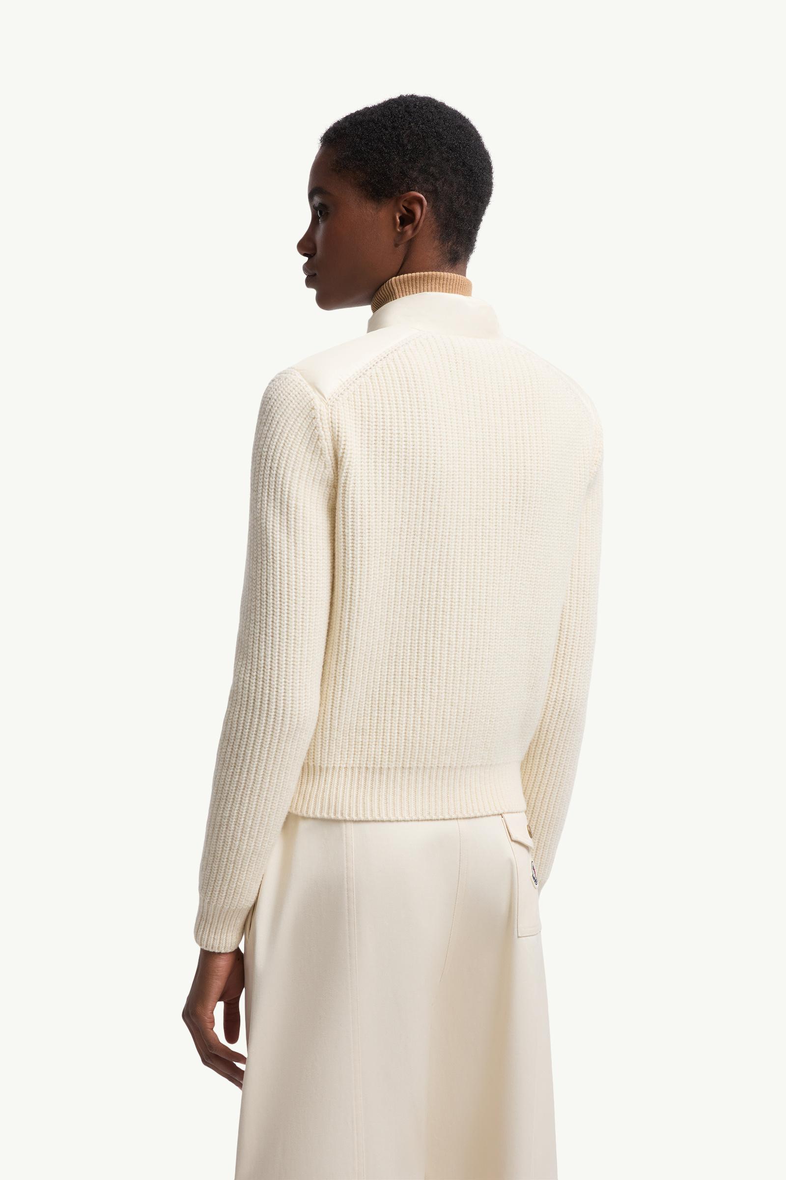 Moncler Padded Wool Zip-Up Cardigan White White