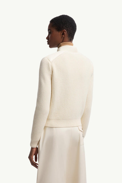 Moncler Padded Wool Zip-Up Cardigan White White