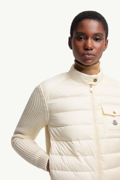 Moncler Padded Wool Zip-Up Cardigan White White