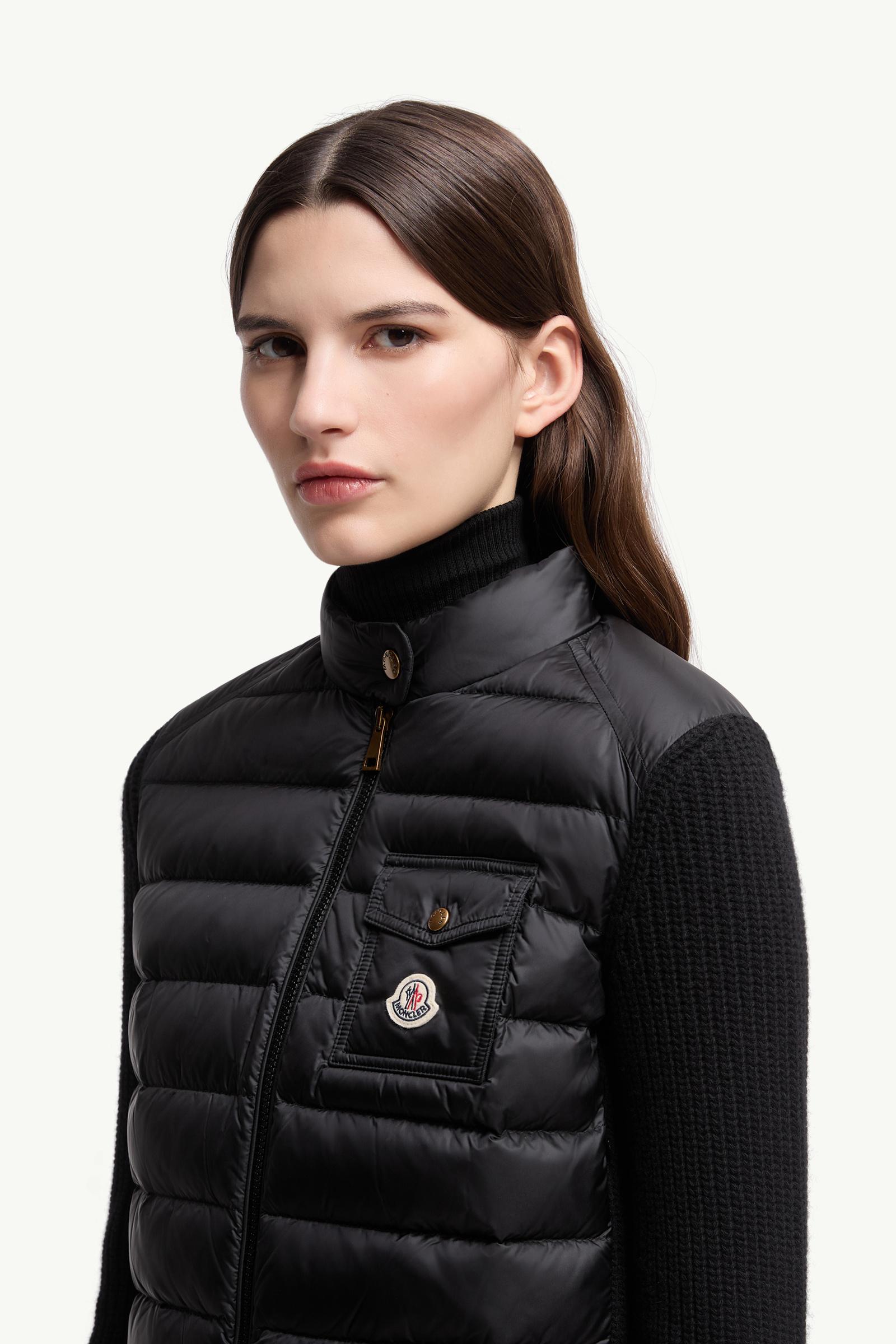 Moncler Padded Wool Zip-Up Cardigan Black Black