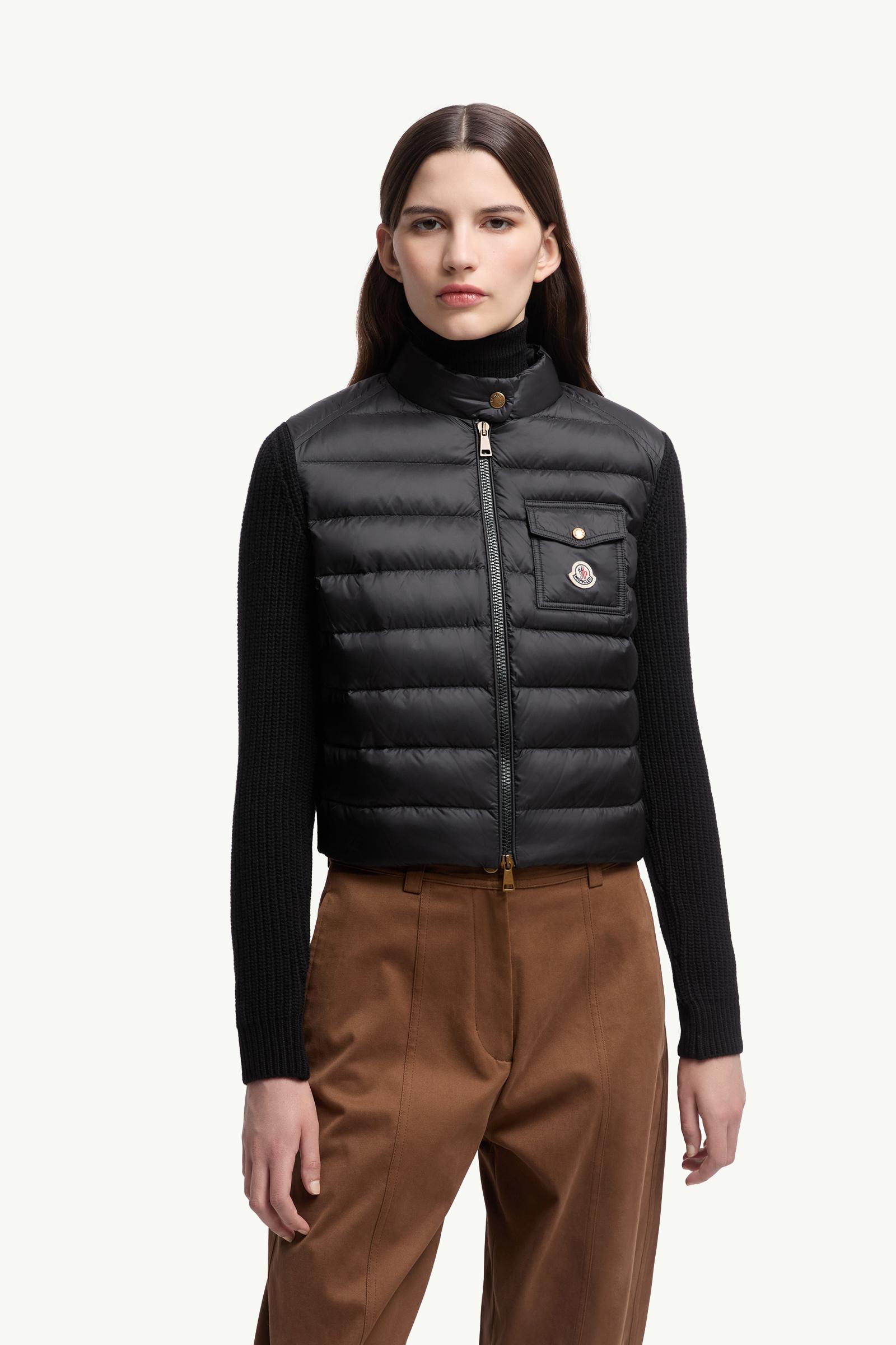 Moncler Padded Wool Zip-Up Cardigan Black Black