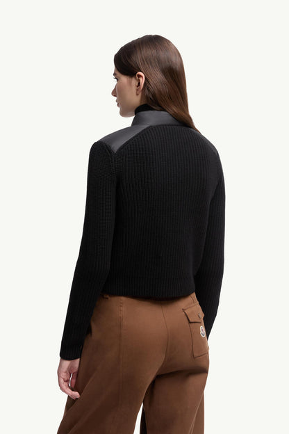 Moncler Padded Wool Zip-Up Cardigan Black Black