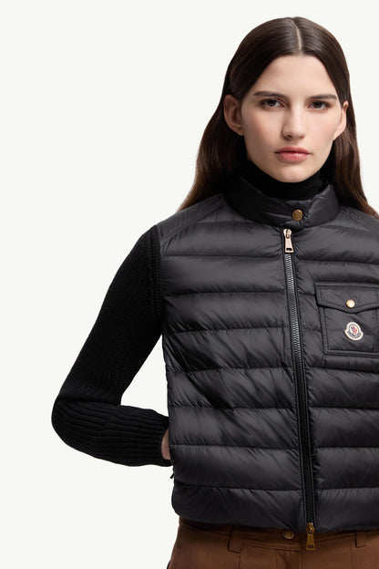 Moncler Padded Wool Zip-Up Cardigan Black Black