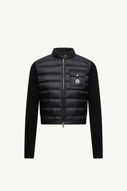 Moncler Padded Wool Zip-Up Cardigan Black Black