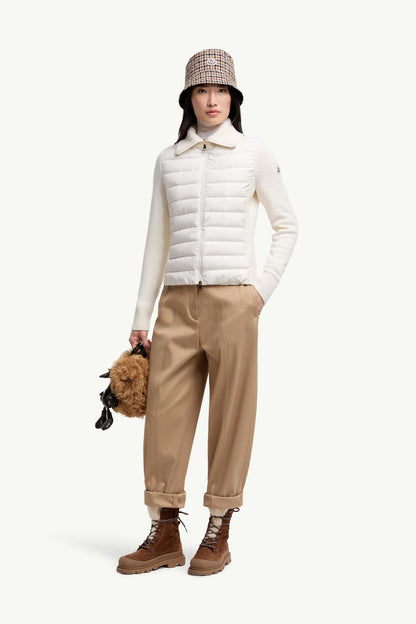 Moncler Padded Wool Zip-Up Cardigan White White