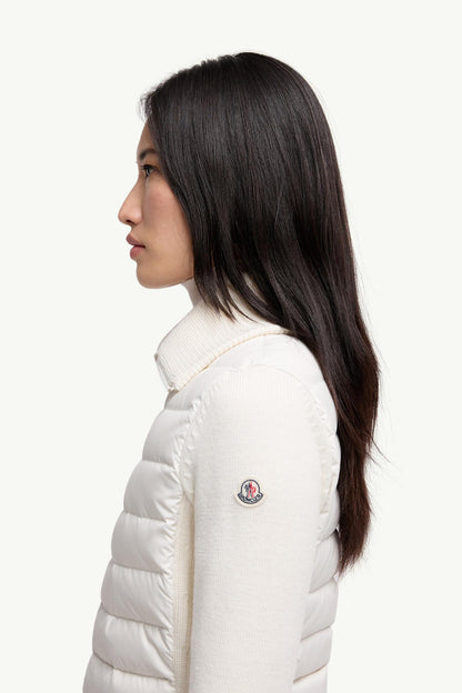 Moncler Padded Wool Zip-Up Cardigan White White