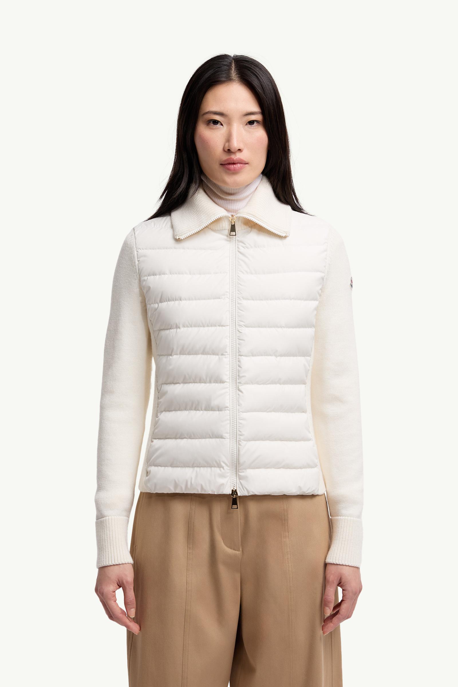 Moncler Padded Wool Zip-Up Cardigan White White