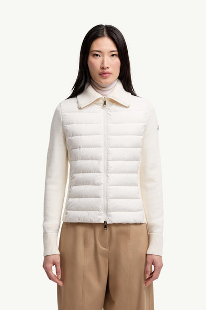 Moncler Padded Wool Zip-Up Cardigan White White