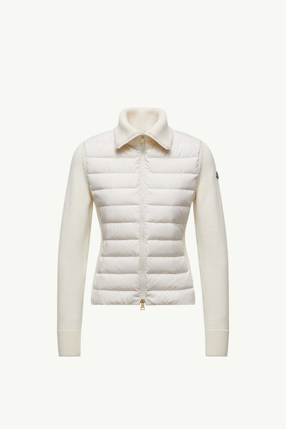 Moncler Padded Wool Zip-Up Cardigan White White