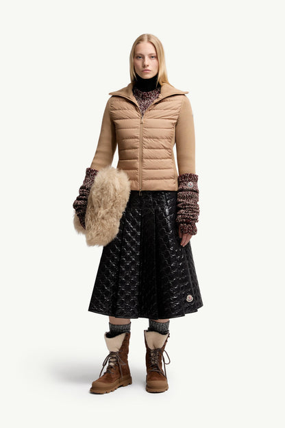 Moncler Padded Wool Zip-Up Cardigan Beige Beige