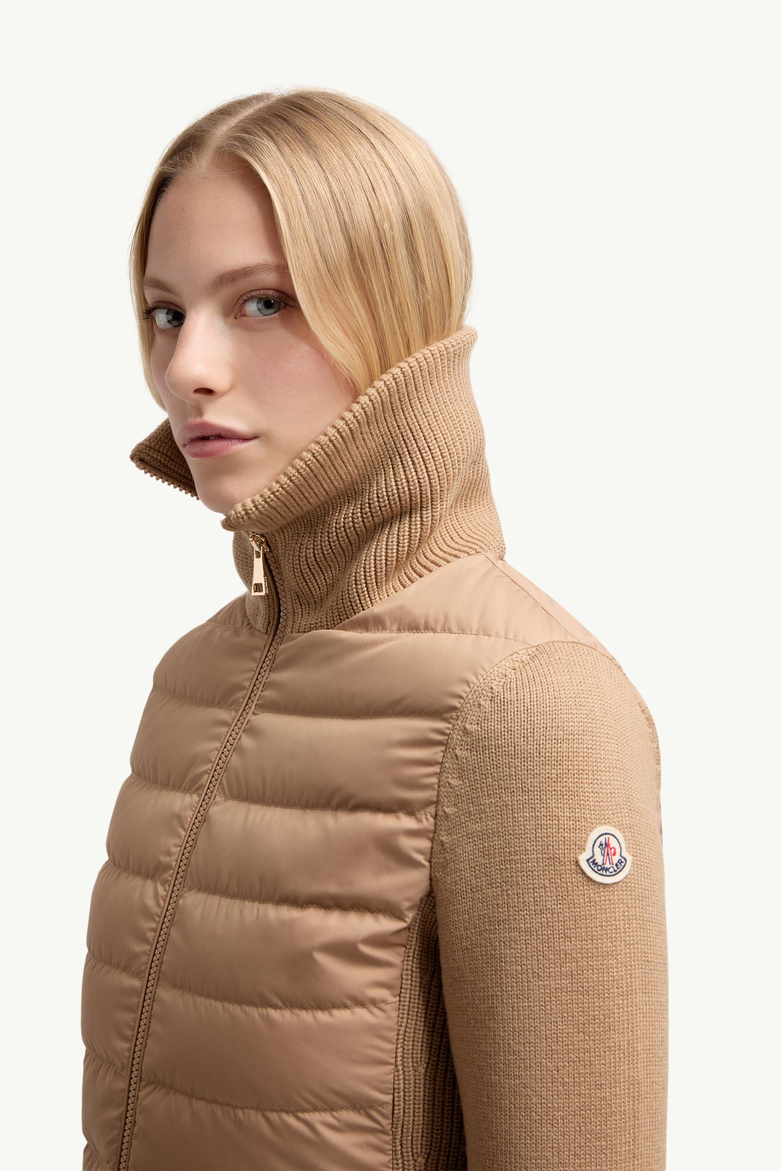 Moncler Padded Wool Zip-Up Cardigan Beige Beige