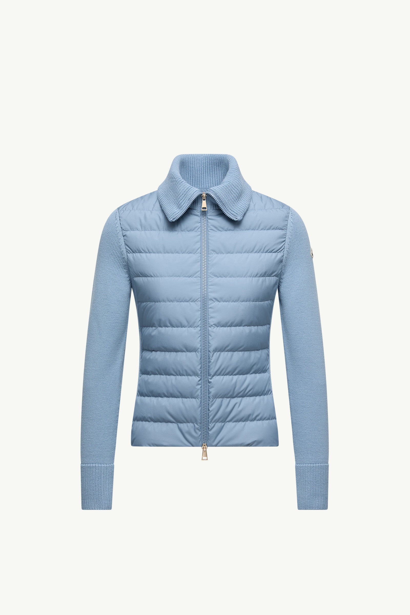 Moncler Padded Wool Zip-Up Cardigan Light Blue Light Blue