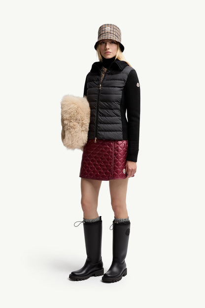 Moncler Padded Wool Zip-Up Cardigan Black Black