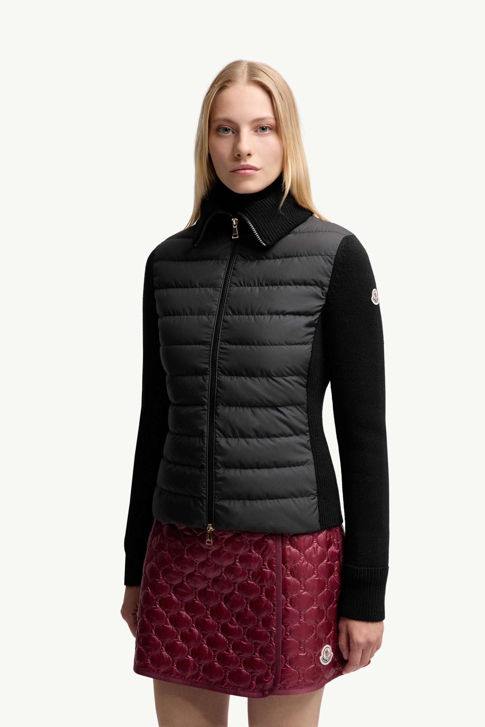Moncler Padded Wool Zip-Up Cardigan Black Black