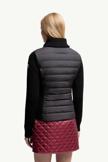 Moncler Padded Wool Zip-Up Cardigan Black Black