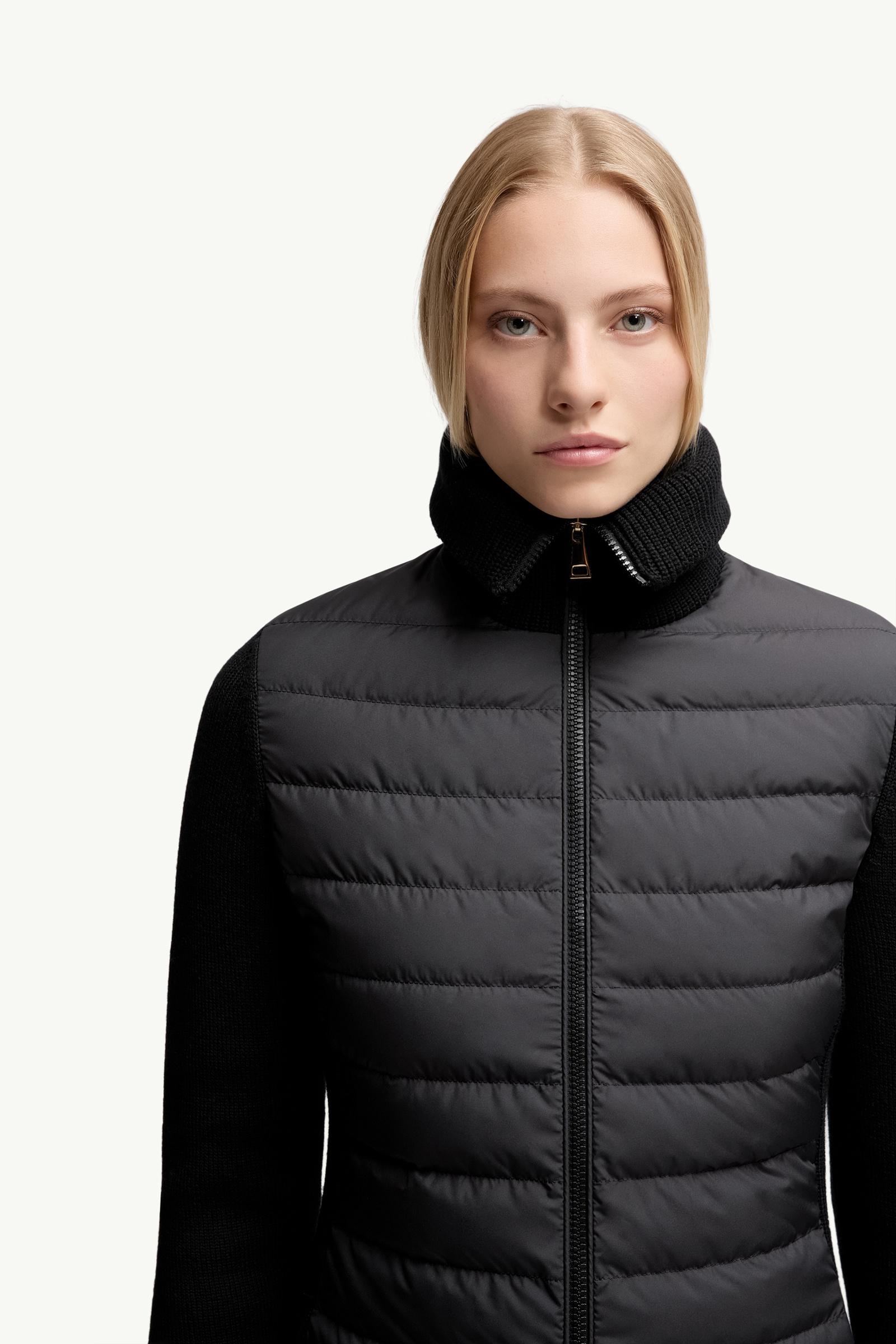 Moncler Padded Wool Zip-Up Cardigan Black Black