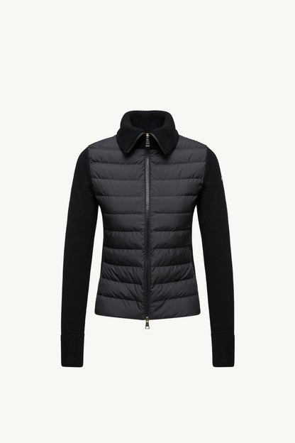 Moncler Padded Wool Zip-Up Cardigan Black Black