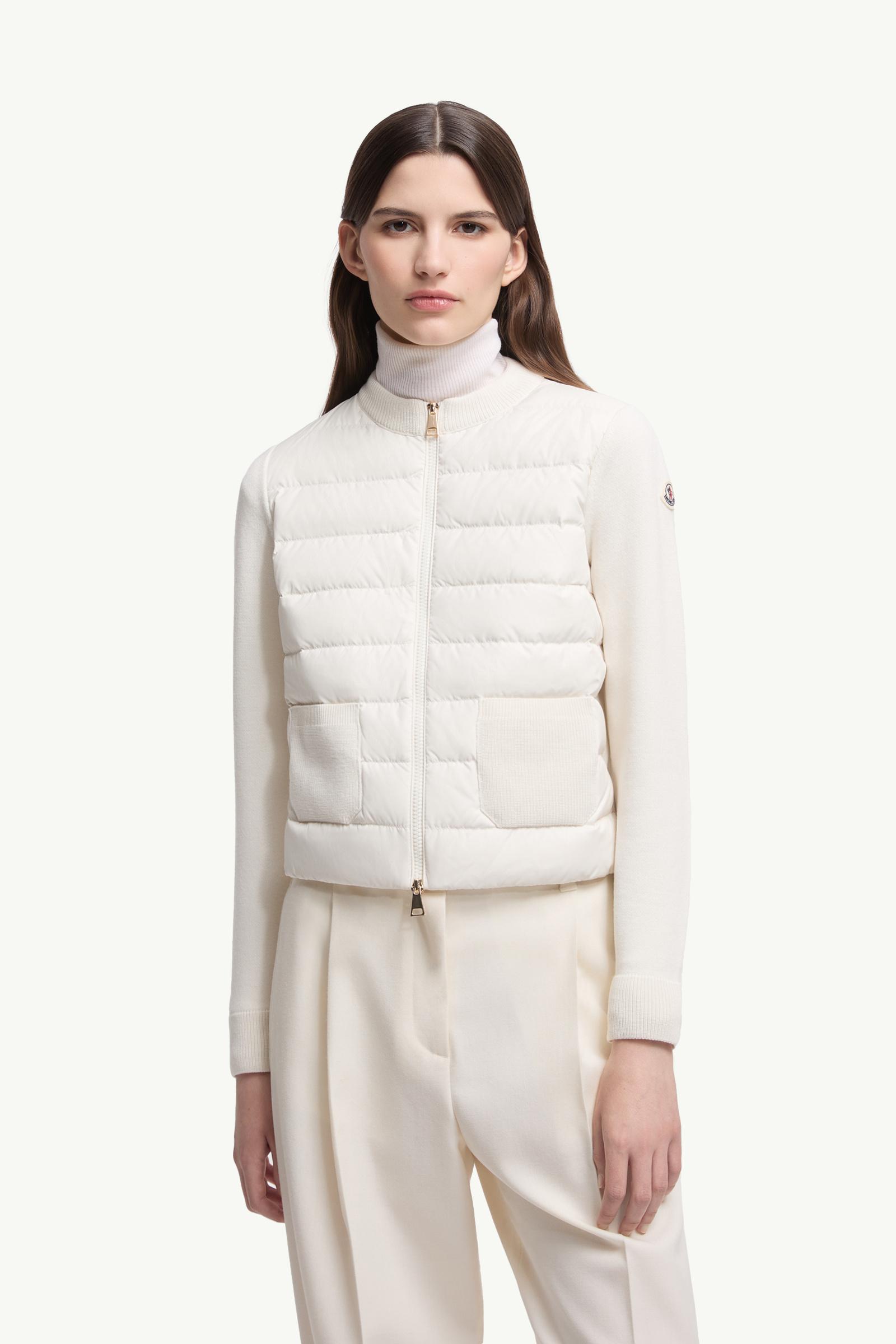 Moncler Padded Wool Zip-Up Cardigan White White
