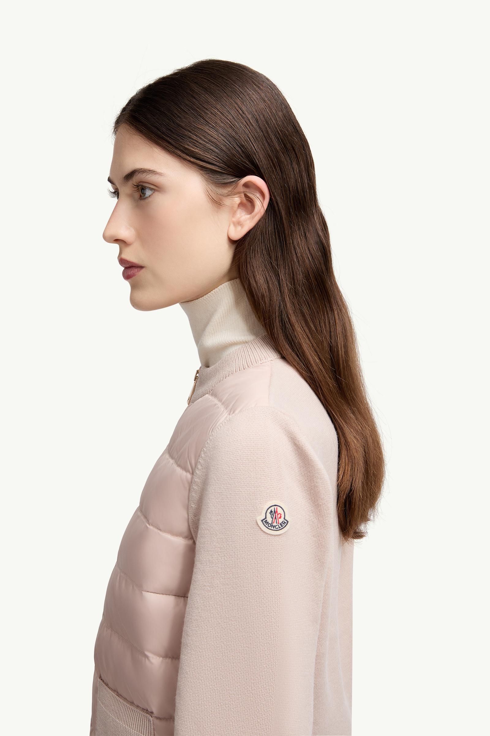 Moncler Padded Wool Zip-Up Cardigan Beige Beige
