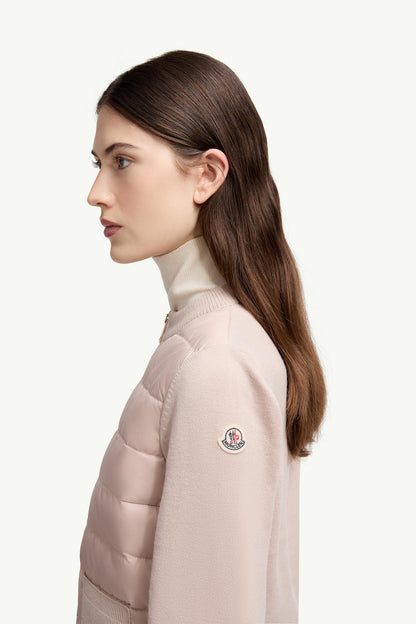 Moncler Padded Wool Zip-Up Cardigan Beige Beige