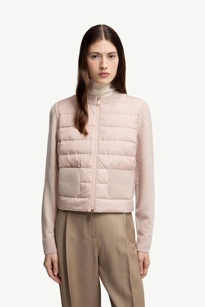 Moncler Padded Wool Zip-Up Cardigan Beige Beige